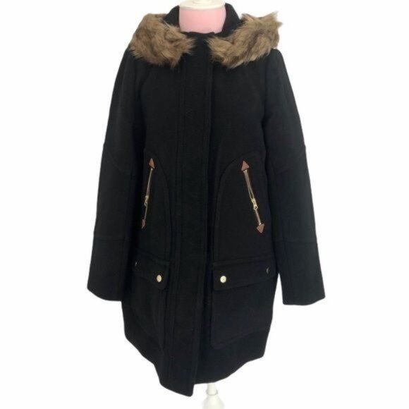 J. Crew Coat Chateau Parka Italian Stadium Cloth Wool Size 0 NWT - Picture 6 of 15